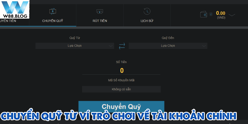Rút Tiền W88 1 Rút tiền W88 yêu cầu người chơi chuyển từ ví game sang tài khoản